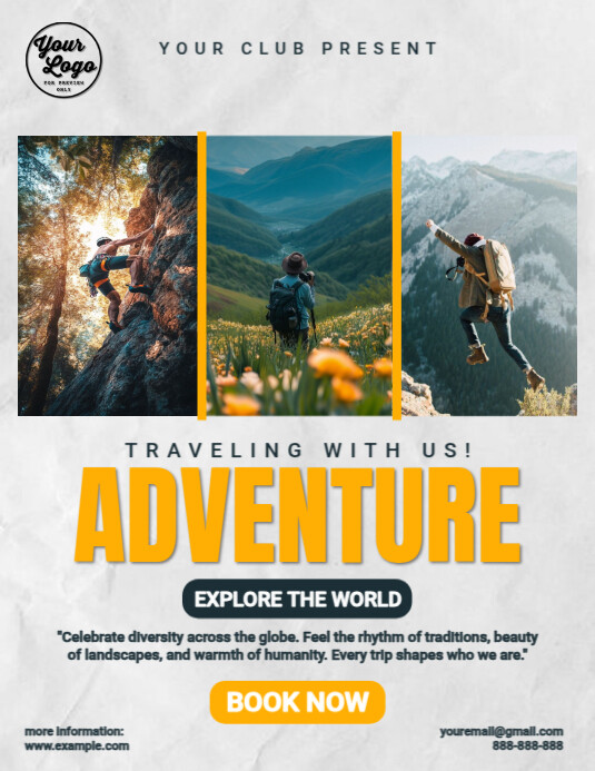 White Modern & Minimal Traveling With Us Adventure  Flyer (us Letter) template
