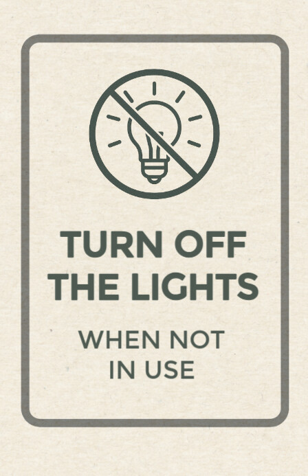 White Modern & Minimal Turn Of Lights Sign  Tabloid template