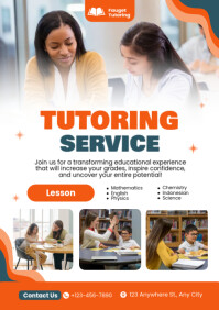 White Modern & Minimal Tutoring Service A4 template