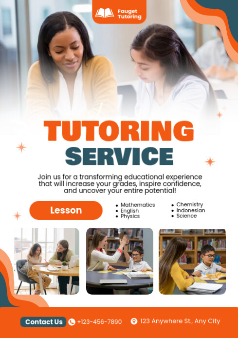 Tutor Services Layout White Modern & Minimal Tutoring Service A4 Template | PosterMyWall