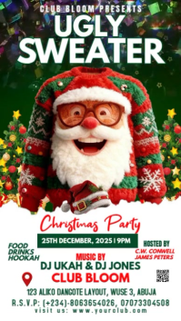 White Christmas Ugly Sweater Party Indaba yaku-Instagram Template