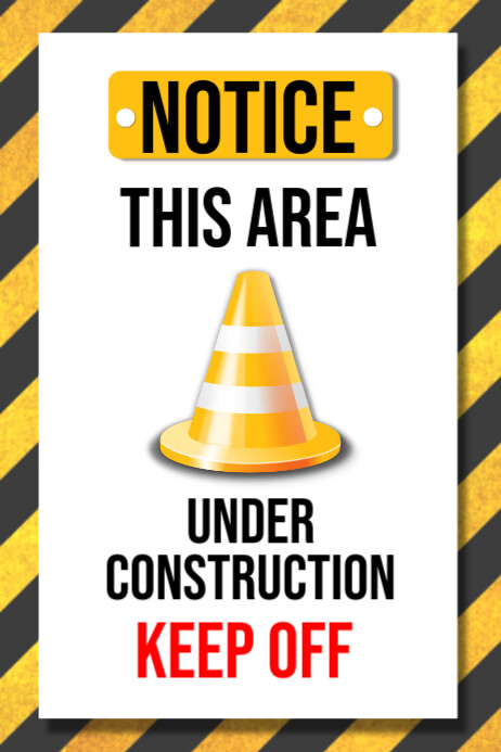 White Modern & Minimal Under Construction Poster 海报 template