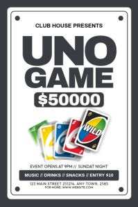 White UNO Game Night Poster Template
