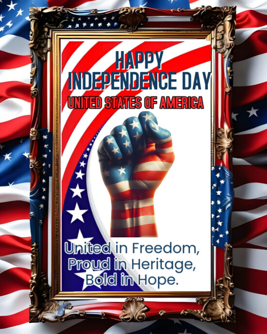 White Modern & Minimal Usa Independence Day Picture Frame Template  Instagram Portrait