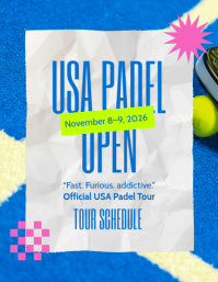 White USA Padel Open Flyer Template - Page 1