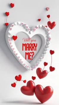 White Modern & Minimal Valentine's Day Proposal Digital Display (9:16) template