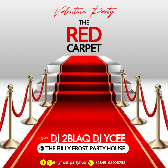 White Modern & Minimal Valentine's Night Party Red Carpet Instagram Post template