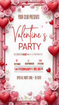 White Modern & Minimal Valentine's Party Invite Flyer  Digital Display (9:16) template