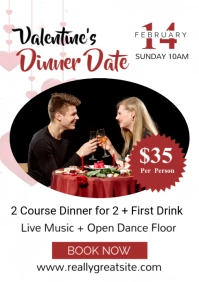 White Modern & Minimal Valentine’s Day Dinner Date | Romantic Night & Special Menu A2 template