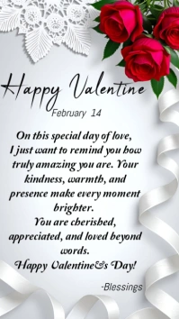 White Modern & Minimal Valentine Greetings Card Facebook Story template