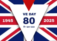 White Modern & Minimal Victory In Europe Day Postcard Carte postale template