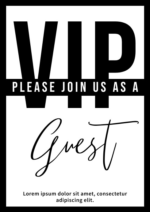 White Modern & Minimal Vip Guest Invitation T A2 template