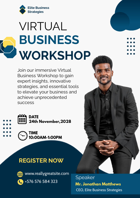 Copy of White Modern & Minimal Virtual Business Works | PosterMyWall
