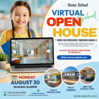White Virtual School Open House Instagram na Post Template