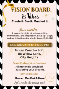 White Modern & Minimal Vision Board Party Invitation Poster template