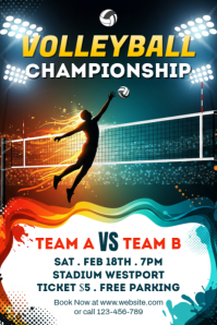 White Modern & Minimal Volleyball Championship Poster Cartaz template