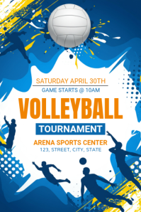White Modern & Minimal Volleyball Tournament Poster Cartaz template