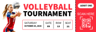 White Volleyball Tournament Intestazione di Twitter Template