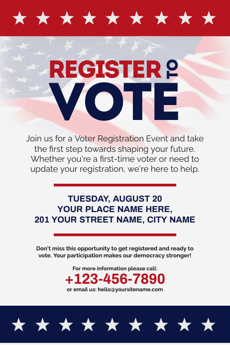 Registration Vote Design White Modern & Minimal Voter Registration Pos Template | PosterMyWall