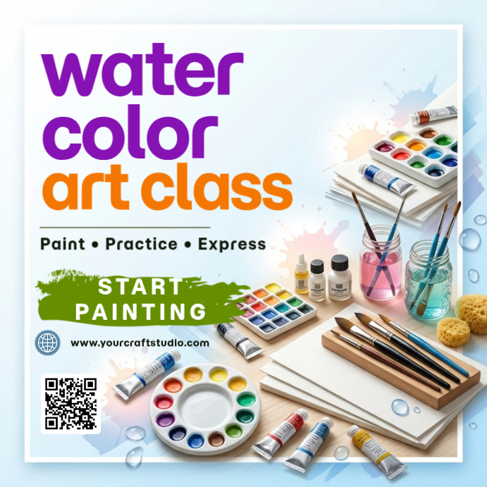 Watercolor Art Class Template | PosterMyWall