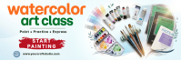 White Watercolor Art Class Twitter 标题 Template
