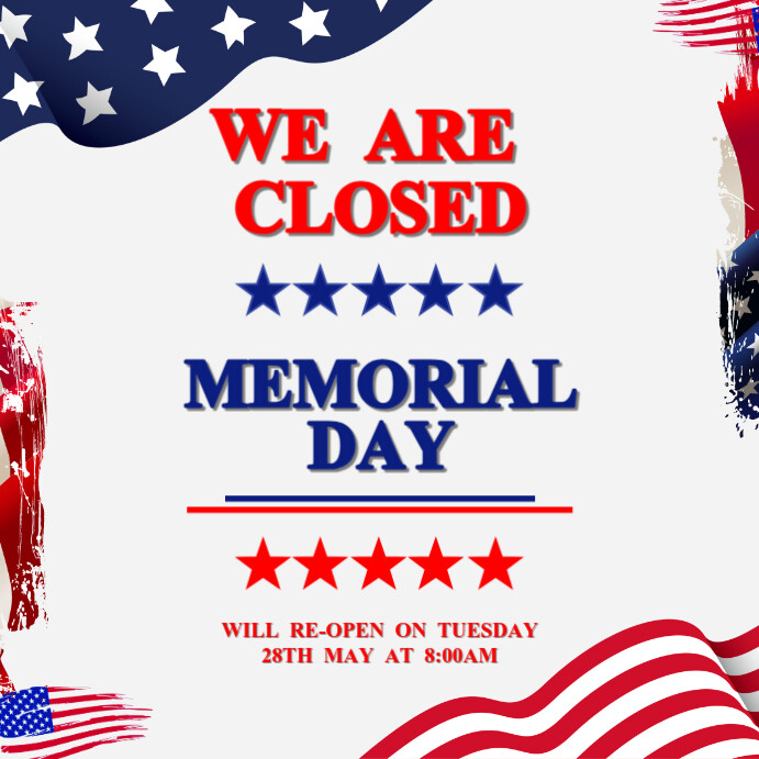White Modern & Minimal We Are Closed For Memorial Day Instagram Post template