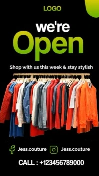 White Modern & Minimal We Are Open Fashion Shop Instagram Story template