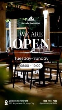 White Modern & Minimal We Are Open Restaurant Reel Instagram template