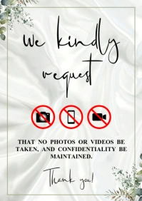White Modern & Minimal We Kindly Request No Photos Or Videos A4 template