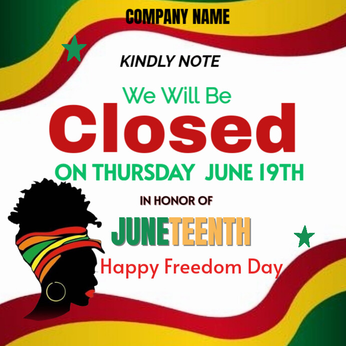 White Modern & Minimal We Will Be Closed For Juneteenth Day Instagram Post template