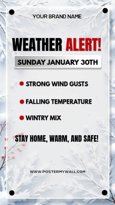 Copy of White Modern & Minimal Weather Alert Instagram Story | PosterMyWall