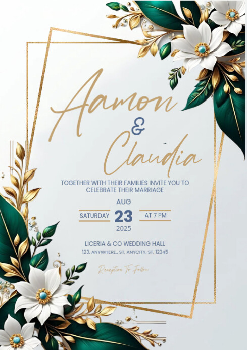 Copy of White Modern & Minimal Wedding Invitation 3d Style A4 ...