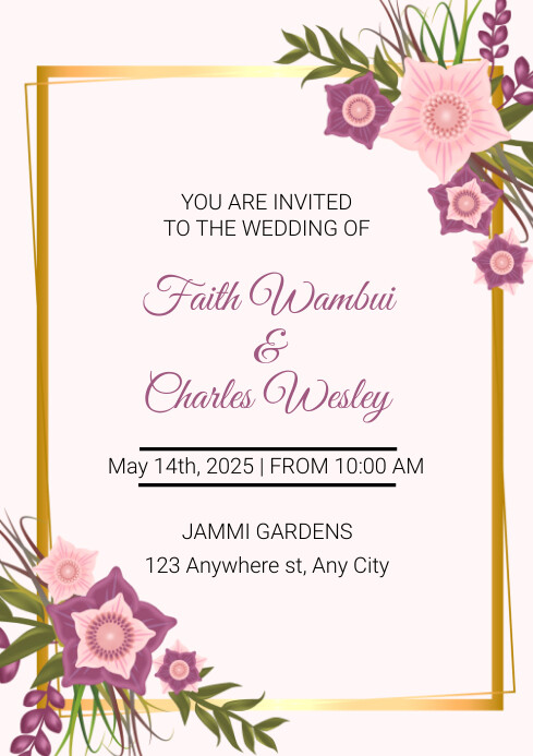 White Modern & Minimal Wedding Invitation A4 | PosterMyWall