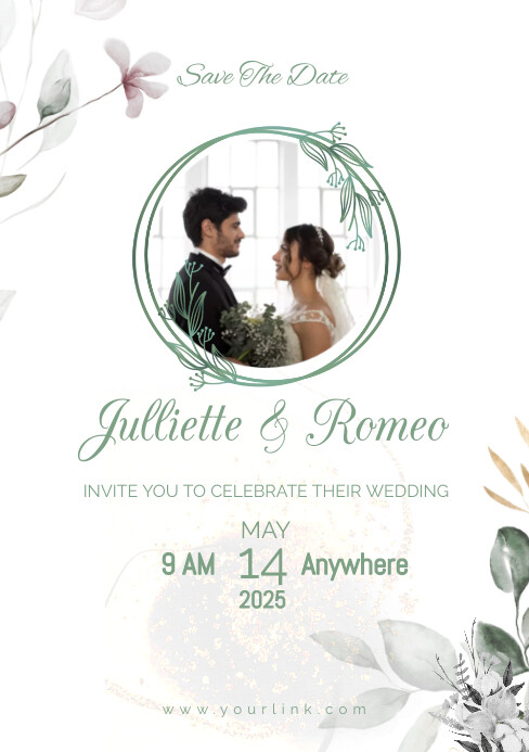Copy of White Modern & Minimal Wedding Invitation A5 | PosterMyWall