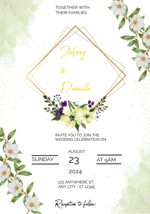 Plantilla de White Modern & Minimal Wedding Invitation A5 | PosterMyWall
