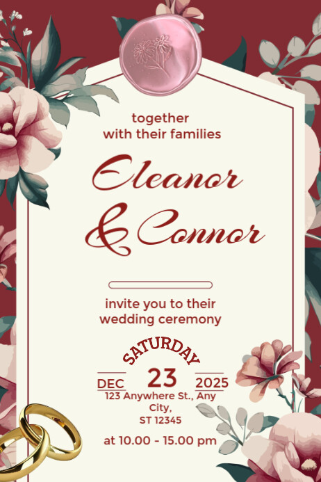 White Modern & Minimal Wedding Invitation Poster Template | PosterMyWall