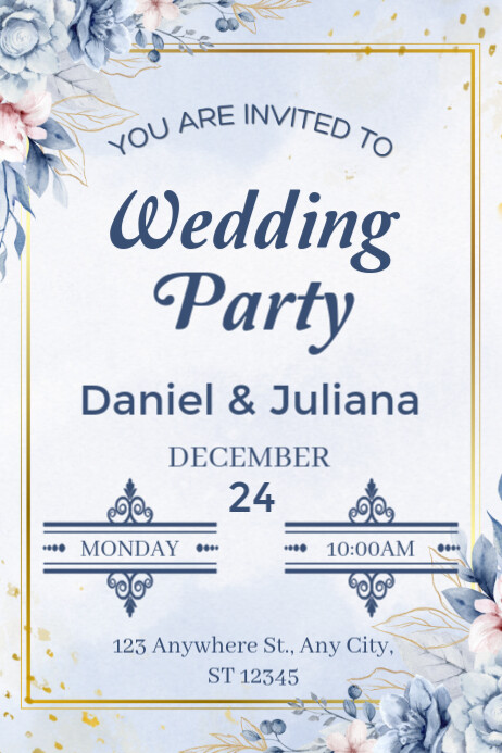 White Modern & Minimal Wedding Invitation Poster Template | PosterMyWall
