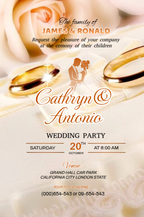 White Modern & Minimal Wedding Invitation Template Design Poster ...