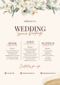 White Modern & Minimal Wedding Package Price List A4 template