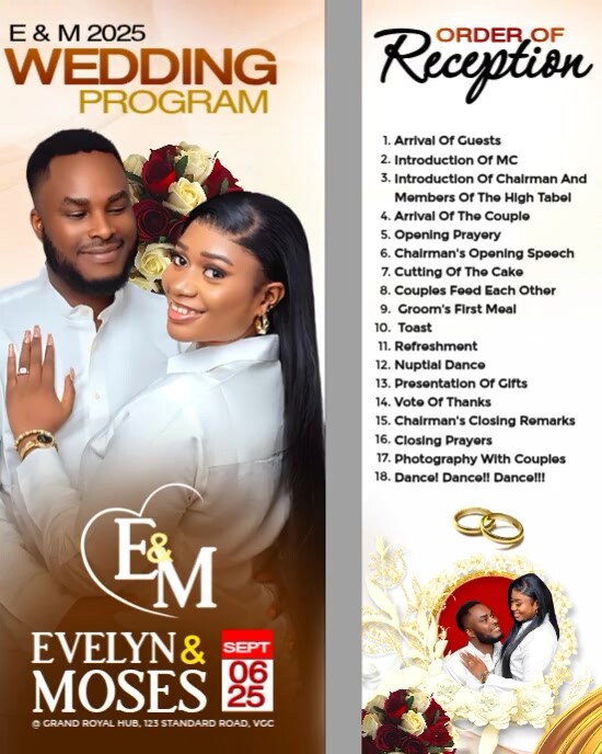 White Modern & Minimal Wedding Program And Order Of Reception Template  Instagram Portrait