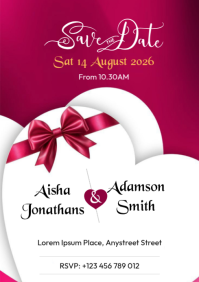 White Modern & Minimal Wedding Save the Date A4 template