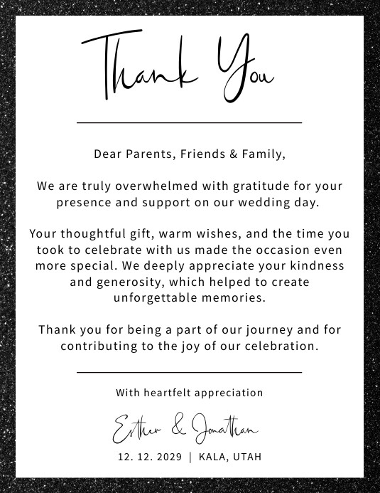 White Modern & Minimal Wedding Thank You Card Folheto (US Letter) template