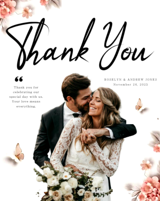 White Modern & Minimal Wedding Thank You Messages Wording Note Couples ...