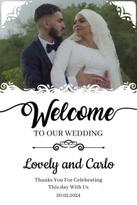 White Modern & Minimal Wedding Welcome Sign P โปสเตอร์ template