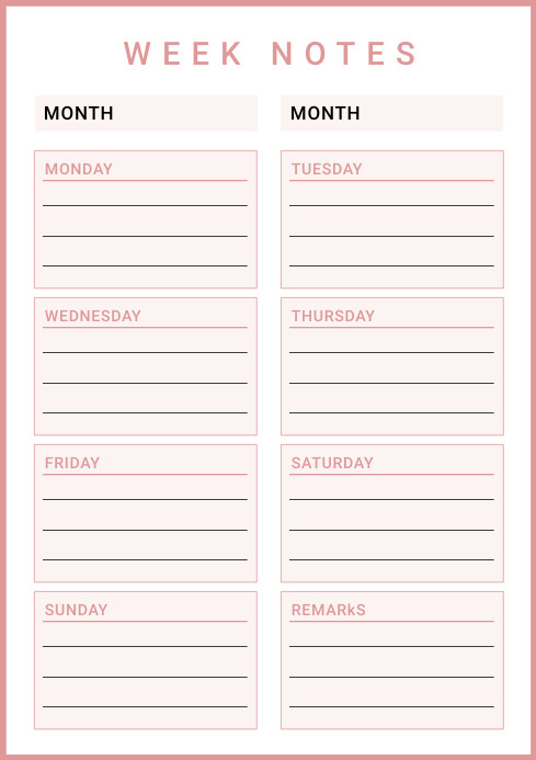Plantilla de White Modern & Minimal Week Notes Planner | PosterMyWall