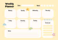 สีขาว Weekly Planner A4 Template - Page 1