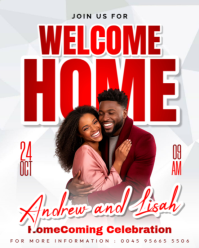 White Modern & Minimal Welcome Home Couples Homecoming Celebration Party Event Invitation Flyer Temp Instagram Portrait template