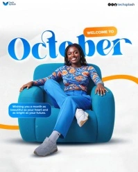 White Modern & Minimal Welcome To October Template  Instagram Portrait