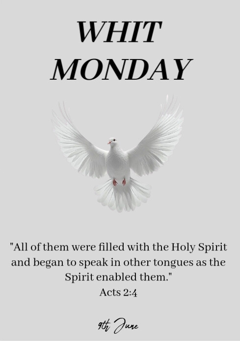 White Modern & Minimal Whit Sunday Post A4 template