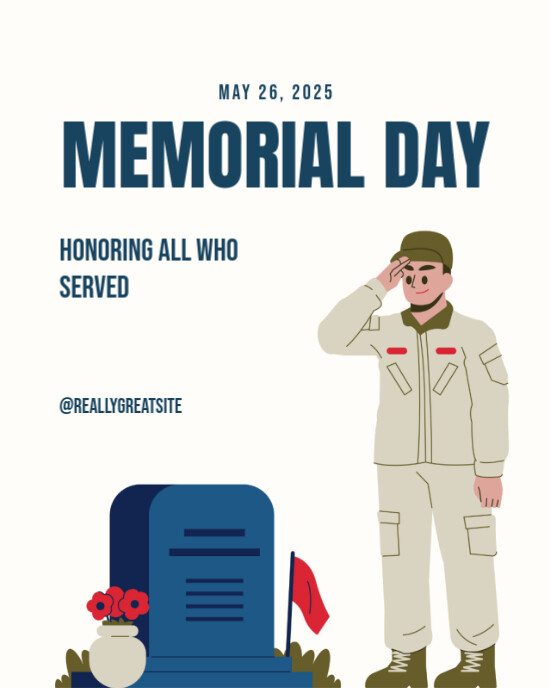 Copy of White Modern & Minimal White And Blue Illustrative Memorial Day ...